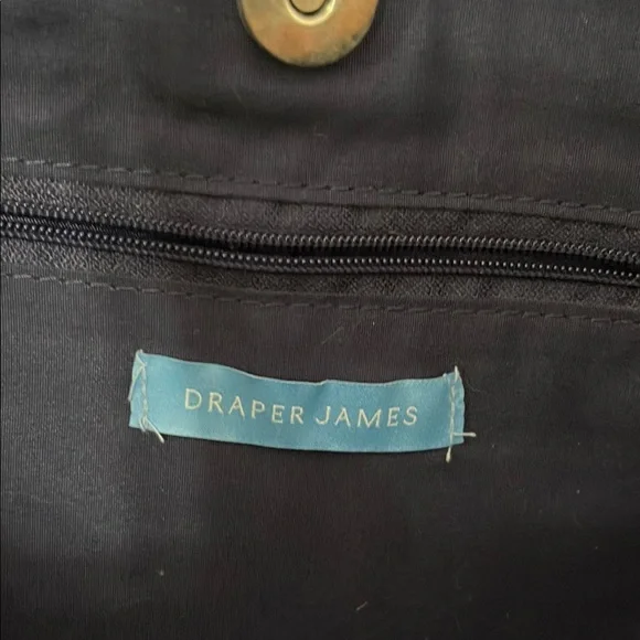 Tan and Blue Tote Bag with Floral Accent - Picture 2 of 4